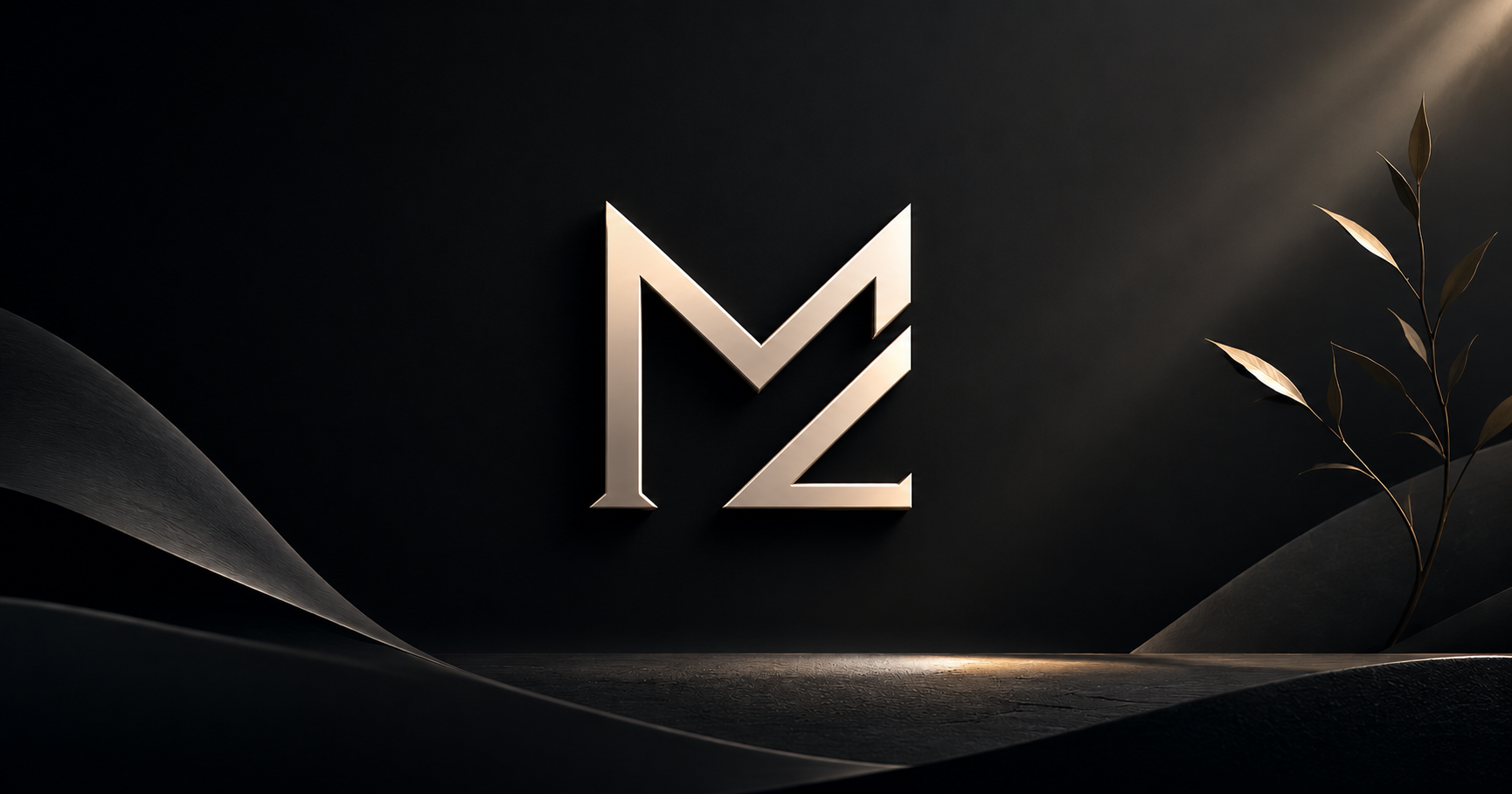 Monozain gold logo with the words Beauty in simplicity on a dark premium set
